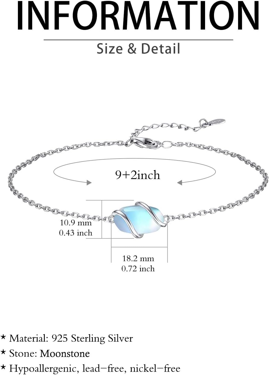 HPQQ Anklet for Women 925 Sterling Silver Dainty Gemstone Ankle Bracelet Beach Fine Jewelry Summer Gifts for Women Her