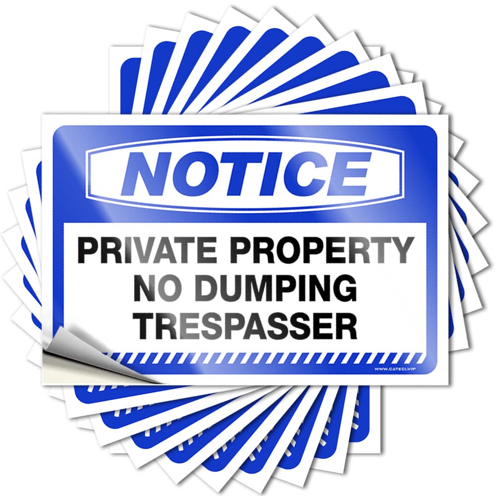 Cute Things Decals - Notice Private Property No Dumping Trespasser Cover Waterproof Vinyl Sticker(6X9CM)