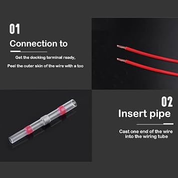 melairo 50Pcs Solder Seal Wire Connectors, Heat Shrink Butt Connector Waterproof Insulated Electrical Butt Terminals For Automotive Marine, 22-18 Awg, Red