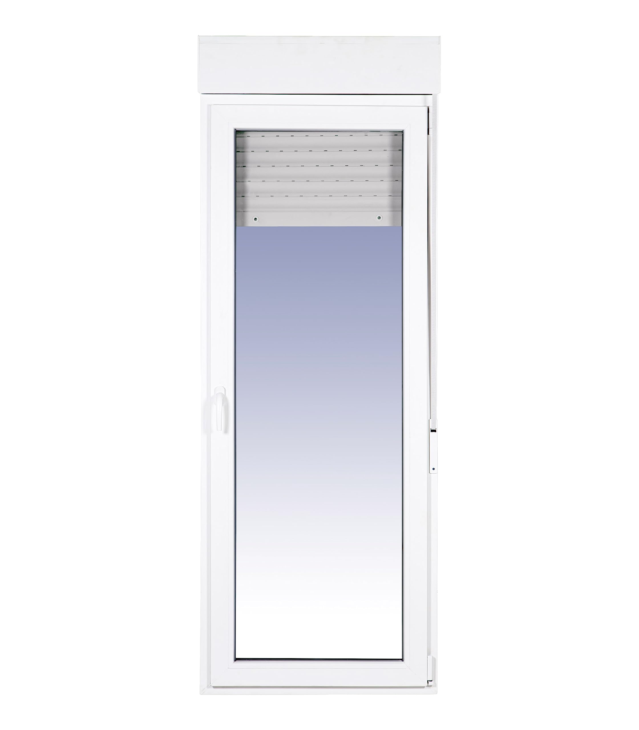 Ventanastock Puerta Balconera PVC 800x2185 Practicable Oscilobatiente 1 hoja apertura Derecha con persiana PVC