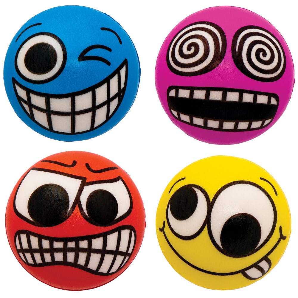 Baker Ross AX362 Funky Face Squishie Ball – zestaw 6 sztuk, bouncy Jet Ball idealna do dziecięcych torebek imprezowych, upominków, kieszonkowych zabawek lub małych prezentów dla dzieci