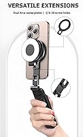Vista 2 de Trípode magnético para iPhone 16/15/14/13/12 Plus Pro Max, trípode de aluminio mini Magsafes para iPhone y Magsafes, diseño de doble cara, tornillo