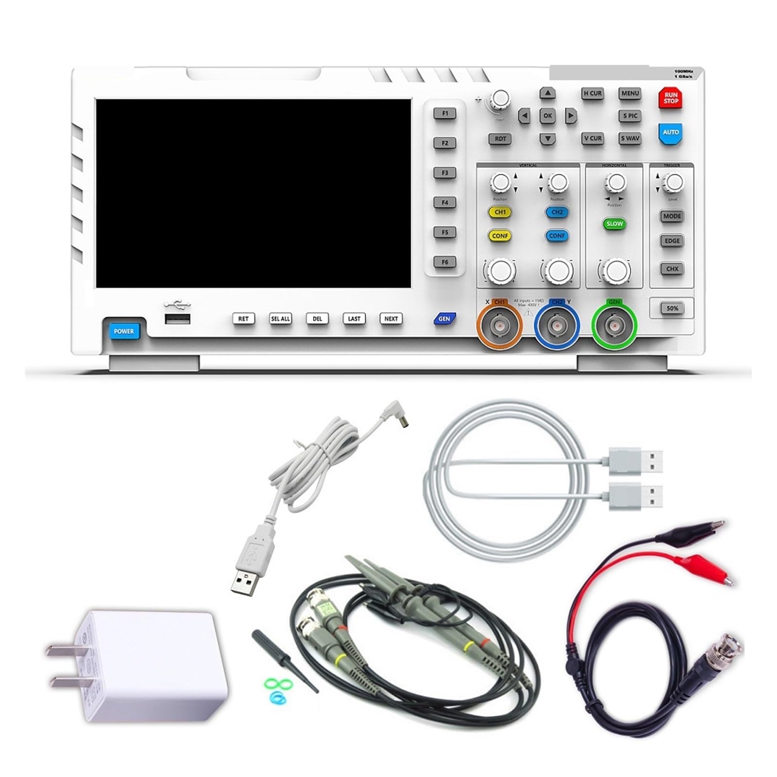 Osciloscopio digital 2 en 1 Generador de señal de entrada de doble canal 100MHz* 2 Ancho de banda analógico 1GSa/s Tasa de muestreo(1014D)