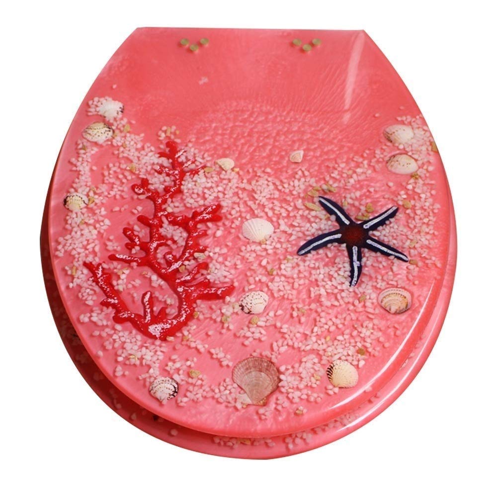MOBYGKFY Slow Down Toilet Seat Cover Crystal Household Resin Color Universal Old-Fashioned Plate Accessories Thick U-o Type