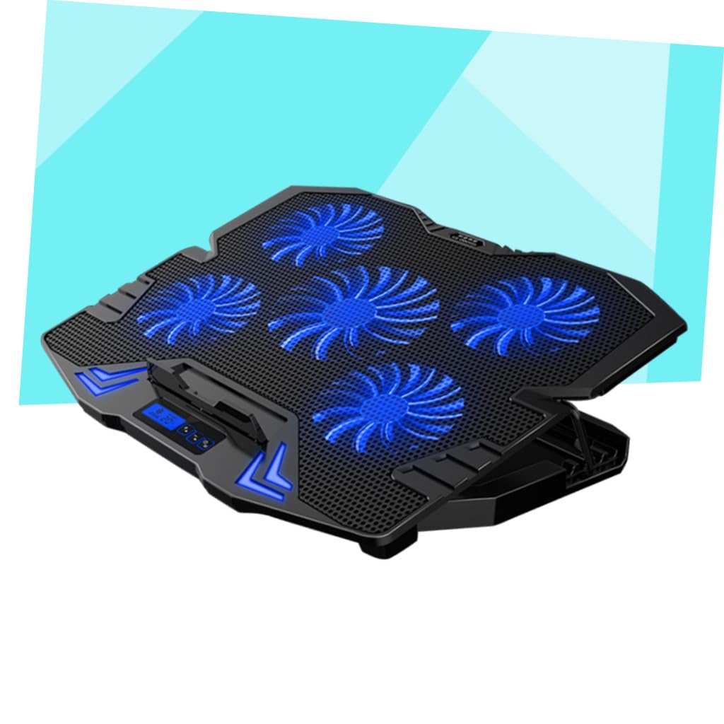 Enfriador de Portátil Negro de Metal con 5 Ventiladores y Diseño Inclinado