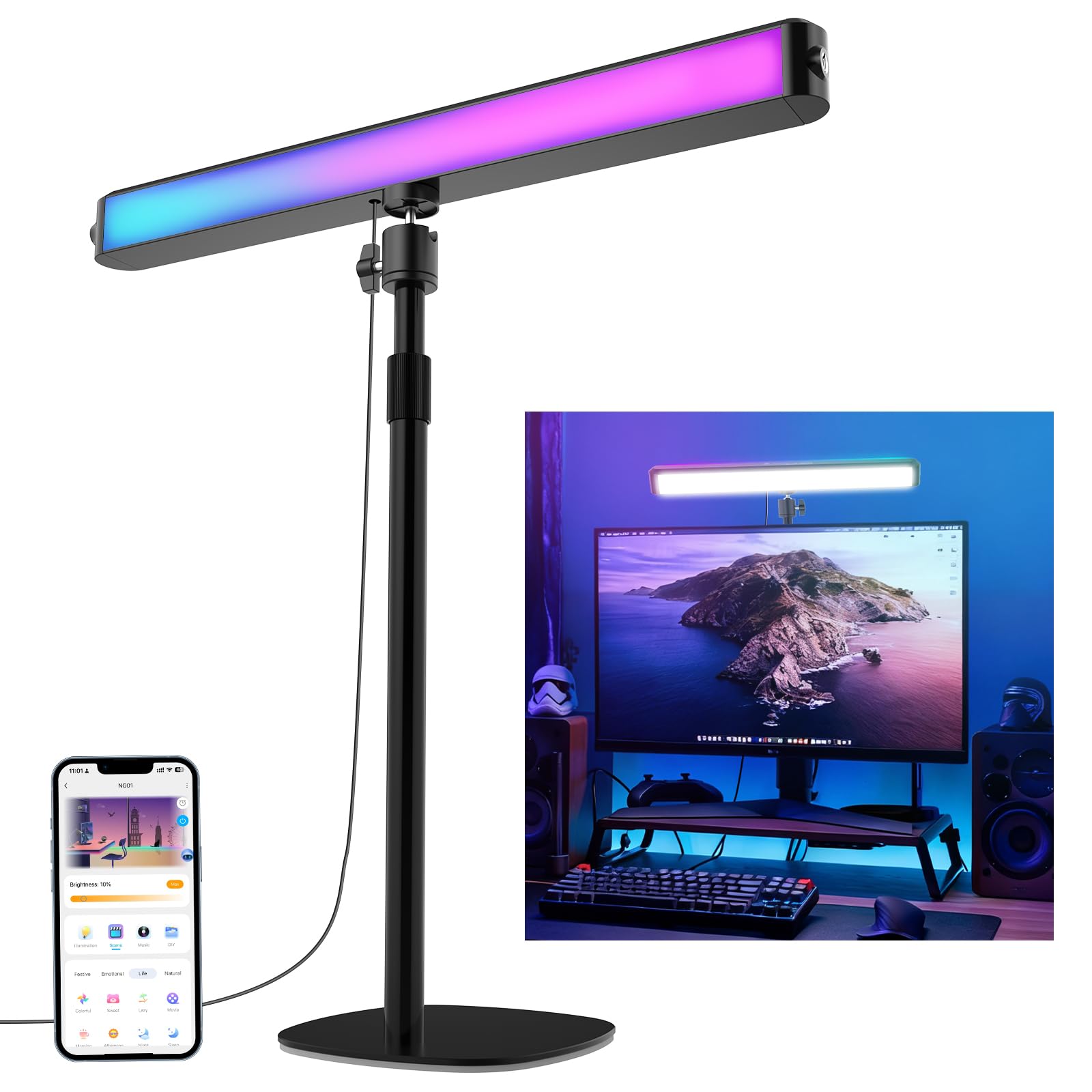 Amazon.co.jp: NEEWER 両面RGB LEDライブ配信用ライト スマートデスク