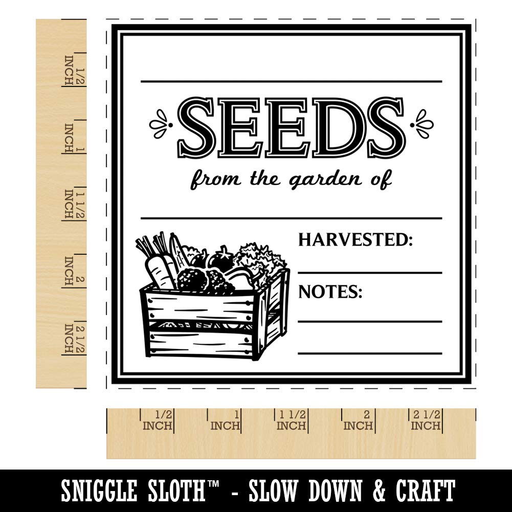 Fill-in Blank Seeds from The Garden of Vegetable Crate Square Rubber Stamp for Stamping Crafting - 2.75in Large