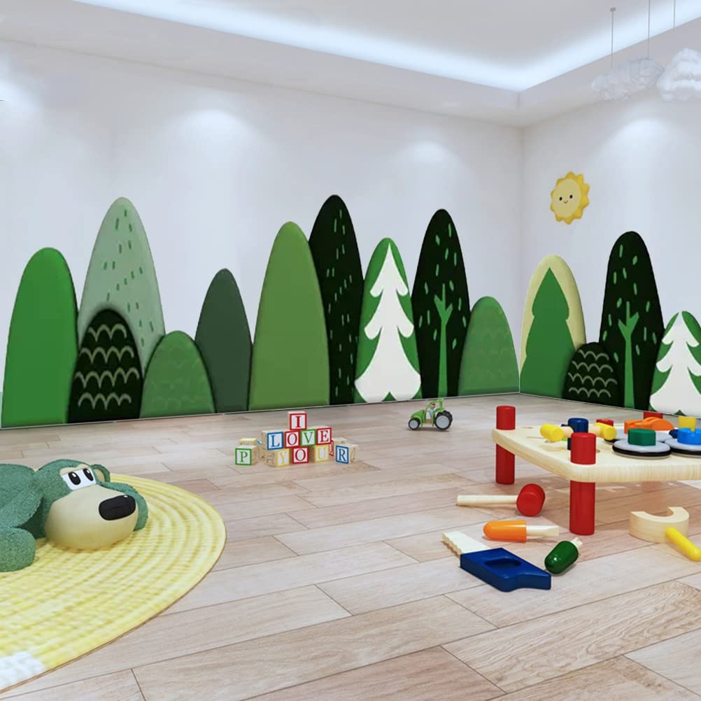 Paneles de Pared Pegatinas de Pared anticolisión para niños Acolchado de Pared de PU Paneles de Pared autoadhesivos 3D Acolchado de cojín de Pared para habitación de niños y niñas Etiqueta con patró