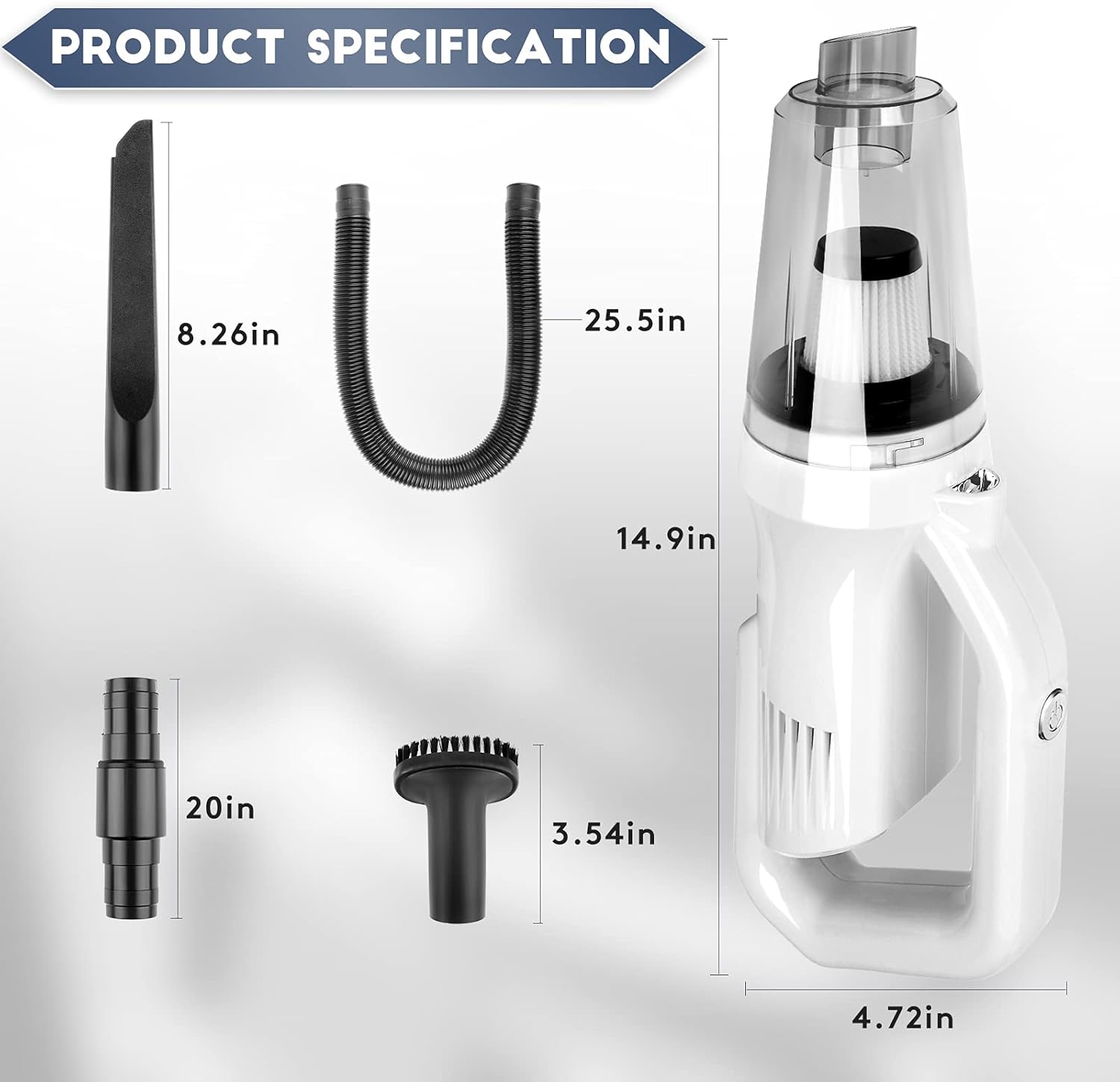 Handheld Vacuum Cordless ETVSAZV Car Vacuum Small Vacuum Cleaner Powered Battery Rechargeable Quickly Portable High Power Big Suction 12000PA Waterwashable Filter for Home, Office and Car Cleaning -