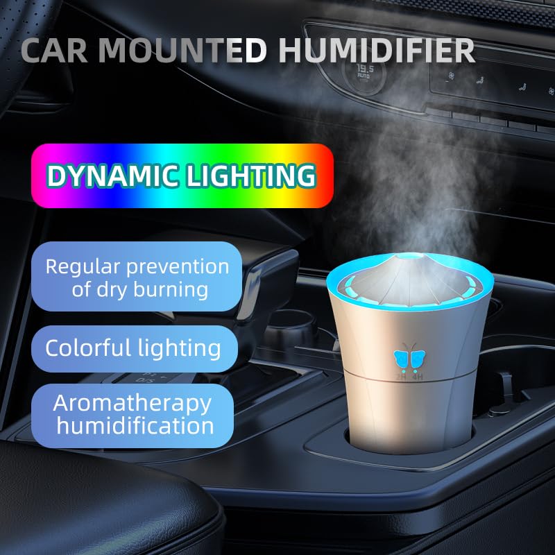 Image of Car Aromatherapy Diffuser 280ml Essential Oil Humidifier with 7-LED Color Lighting USB Portable Freshener Aromatherapy Diffuser for Car Room Office