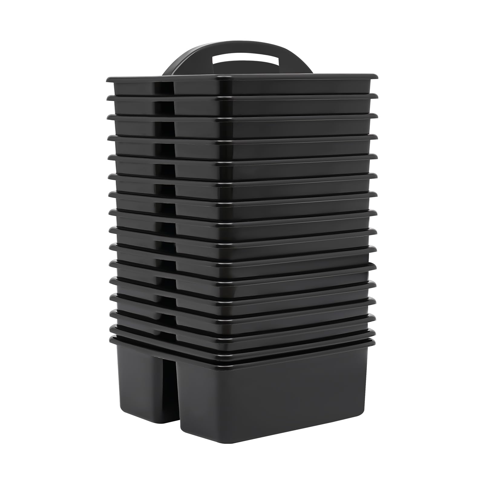 16Pcs Classroom Storage Caddies With 3 Compartment Teacher Created Resources Portable Plastic Storage Caddy Plastic Storage Caddy for Classrooms Kids Room and Office Organization Black