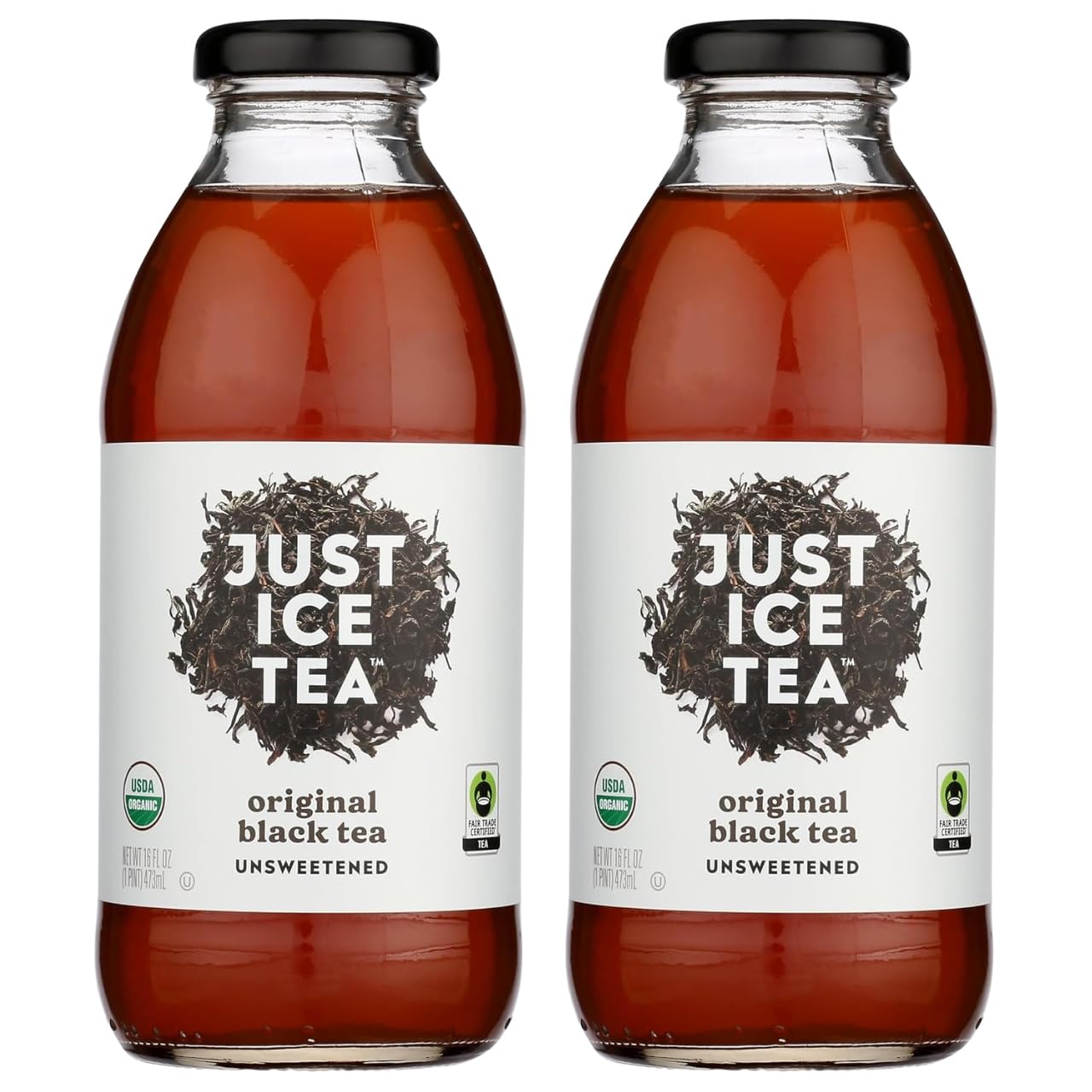Just Ice Tea Original Black Organic 16 FO – Organic Bottle Drink – Iced Tea and Beverage – Pure Black for Ice Drinks – Ready to Drink Te and Teas – Pack of 2