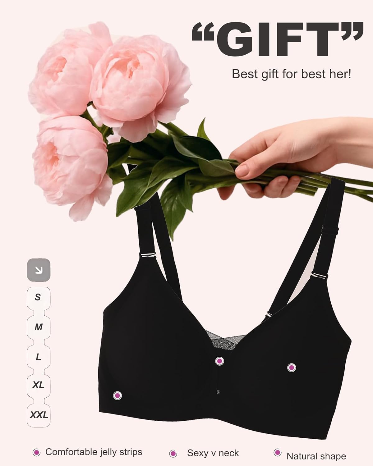 COOL CUTE Wireless Jelly Bras for Women Supportive Bras for Women Sexy V Mesh Comfy Bralette Seamless Tshirt Everyday Bra - Image 6