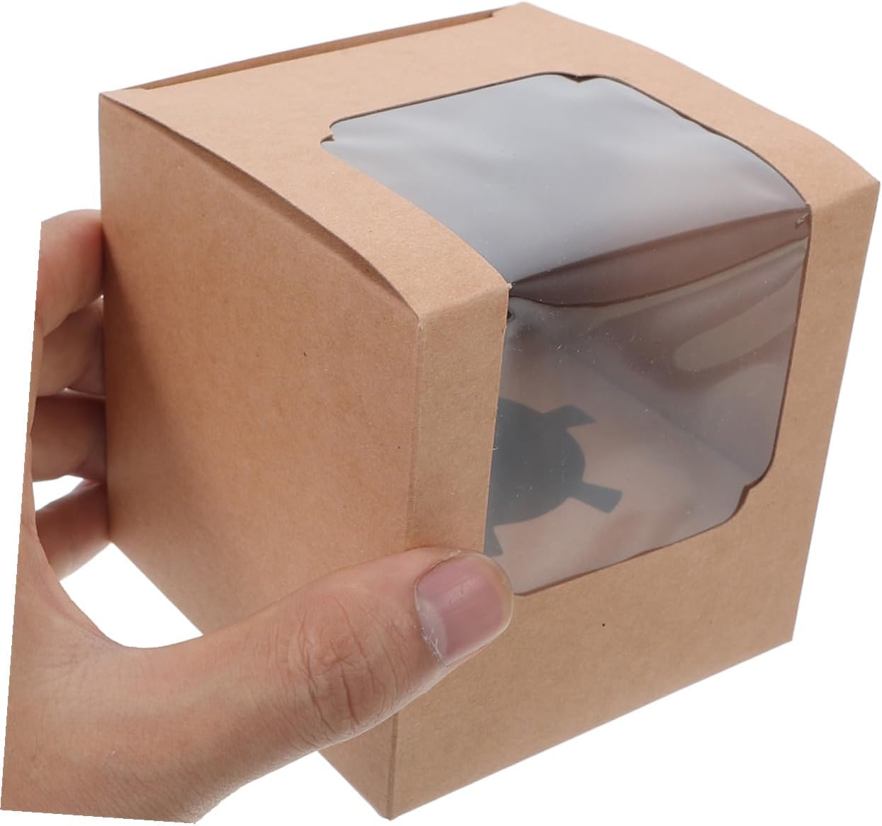 40pcs Kraft Cupcake Boxes with Inserts and Window Lids Individual Cupcake Containers Portable Mini Carrier for Weddings Birthdays and Showers