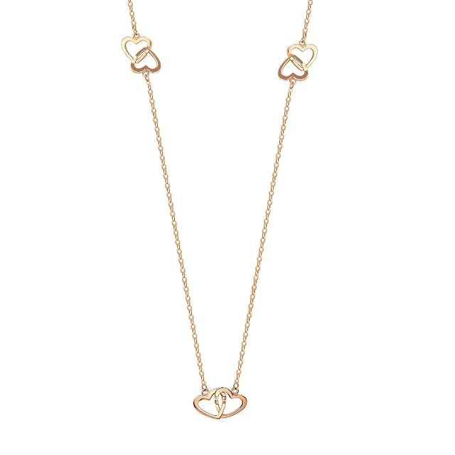Chow Sang Sang CHOW SANG SANG Delicate Gold 18K Rose Gold MINTY Collection Love Heart Necklace for Women 92632N | 24.4 Inches, (62 CM)