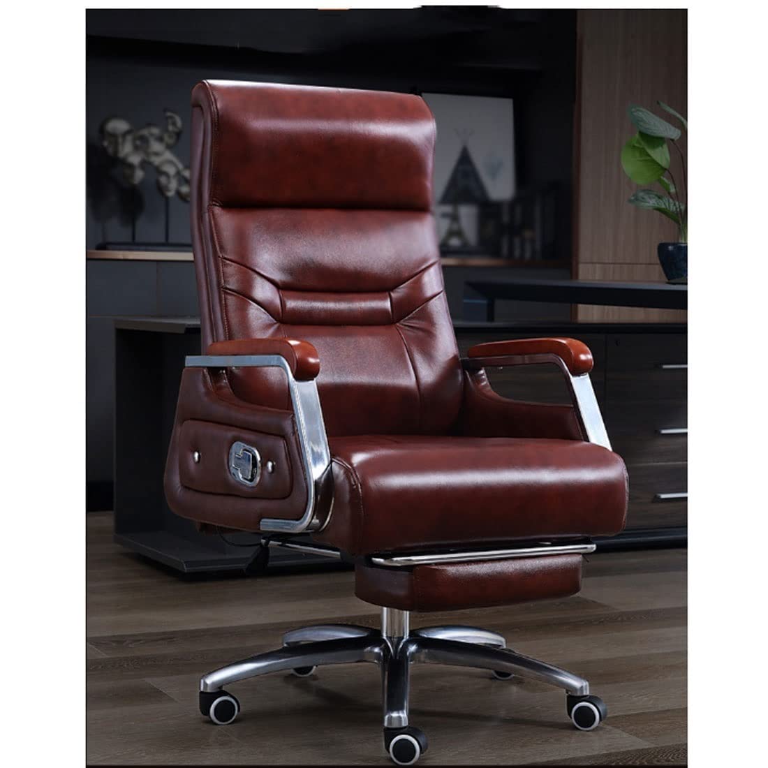 Boss Fotel do biura domowego, krzesło biurowe, krzesło z podnóżkiem, ergonomiczne krzesła do gier komputerowych, regulowane krzesła do gier komputerowych, ze skóry bydlęcej, regulowane krzesła