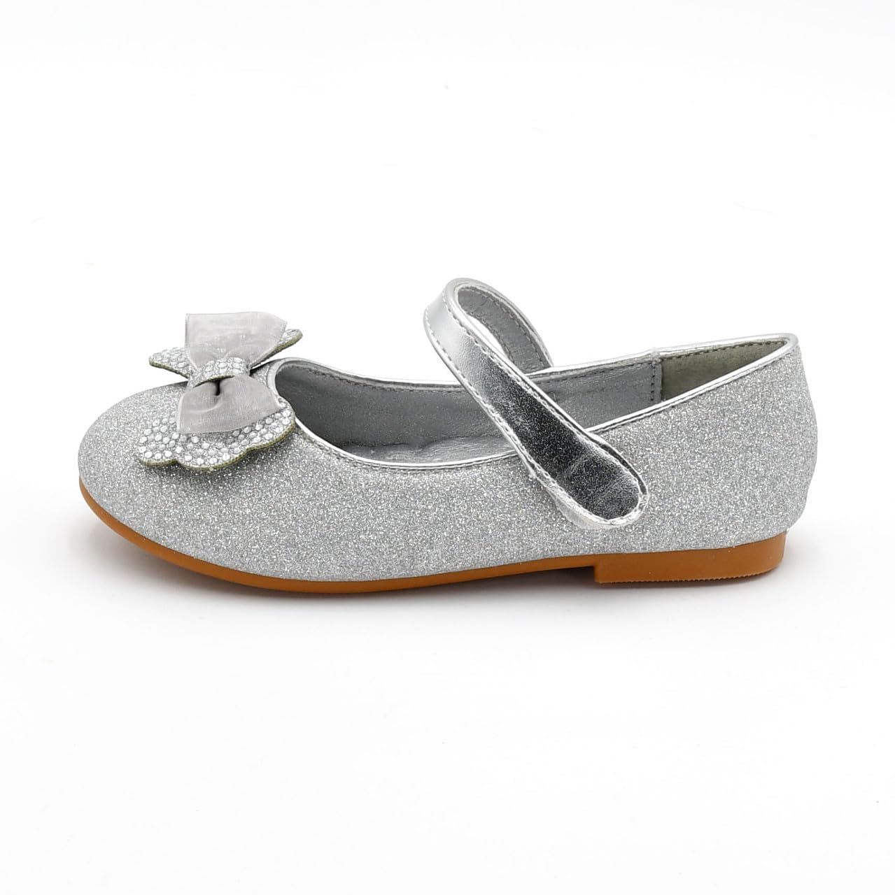 Nova Utopia Toddler Little Girls Dress Ballet Mary Jane Bow Flat Shoes,NF Utopia Girl NMGF329 SilverGlitter 10
