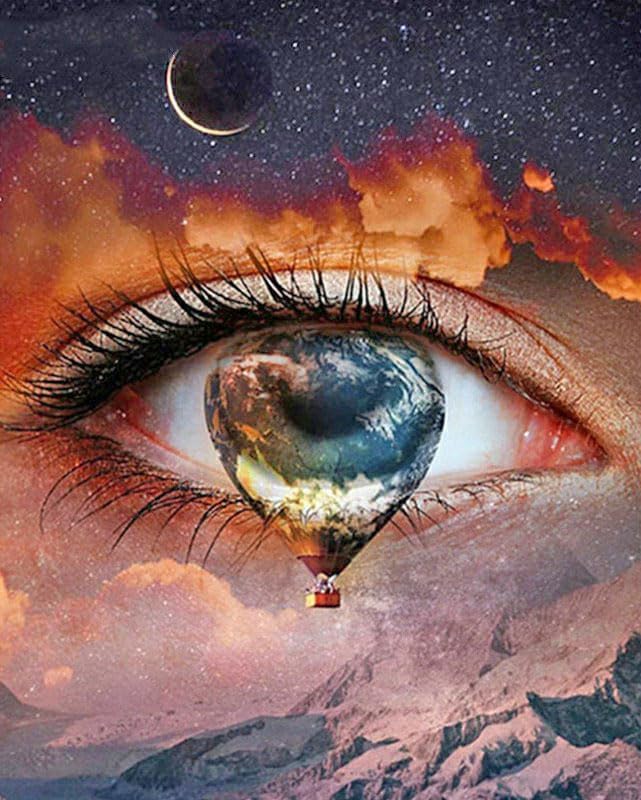 OUROIRIL DIY 5D Diamond Painting Kits for Adults and Kids,Earth,Tears of Mother Earth Full Drill Painting Rhinestone Embroidery Pictures Cross Stitch Arts Crafts for Home Wall Decor,16"X12"