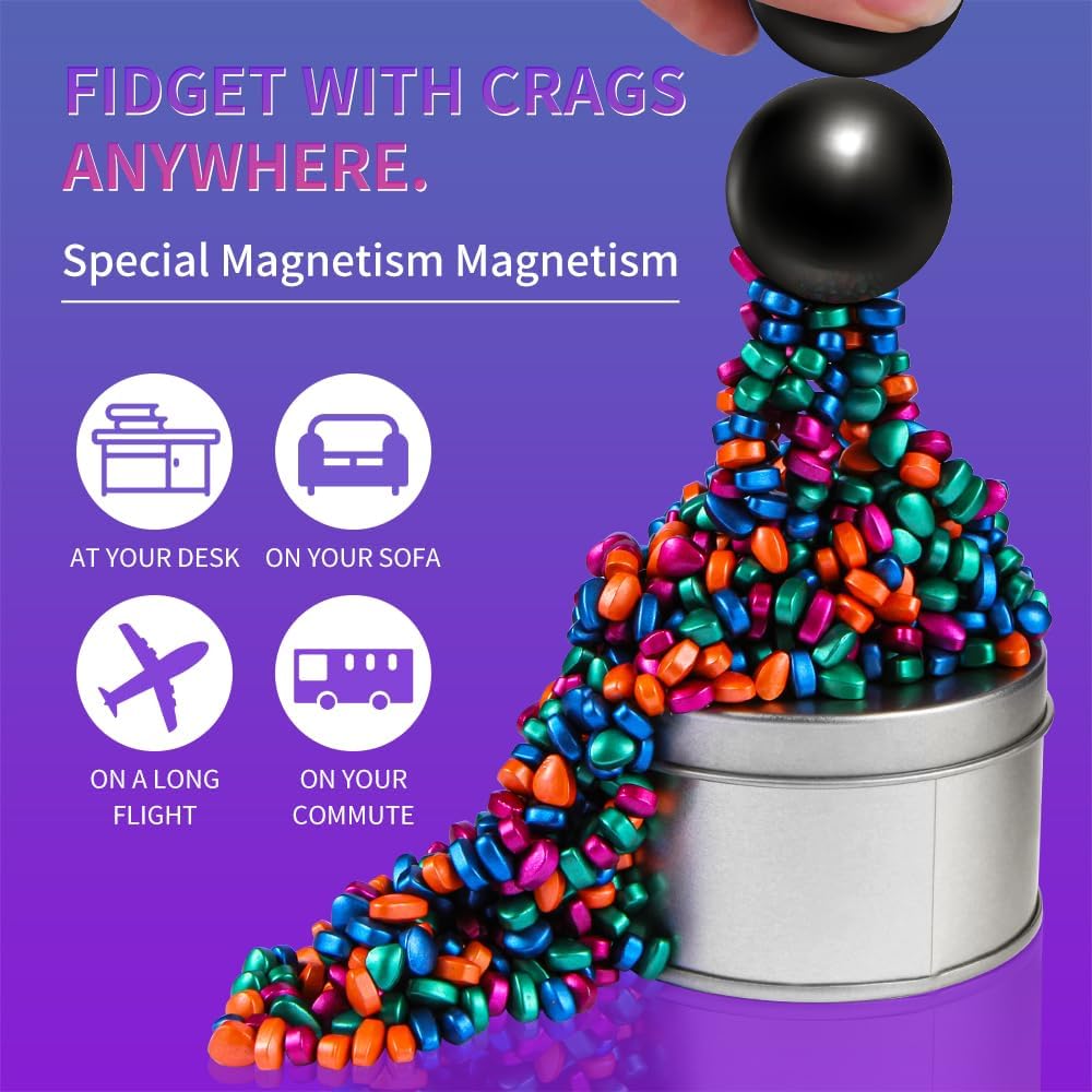 Magnetic ferrite mudstone, YUEICOIYover 600 weakly Magnetic Smooth ferrite Pebbles in Multiple Colors, Anxiety Relieving Magnetic Toys, and Adult time Killers (Rainbow Color)