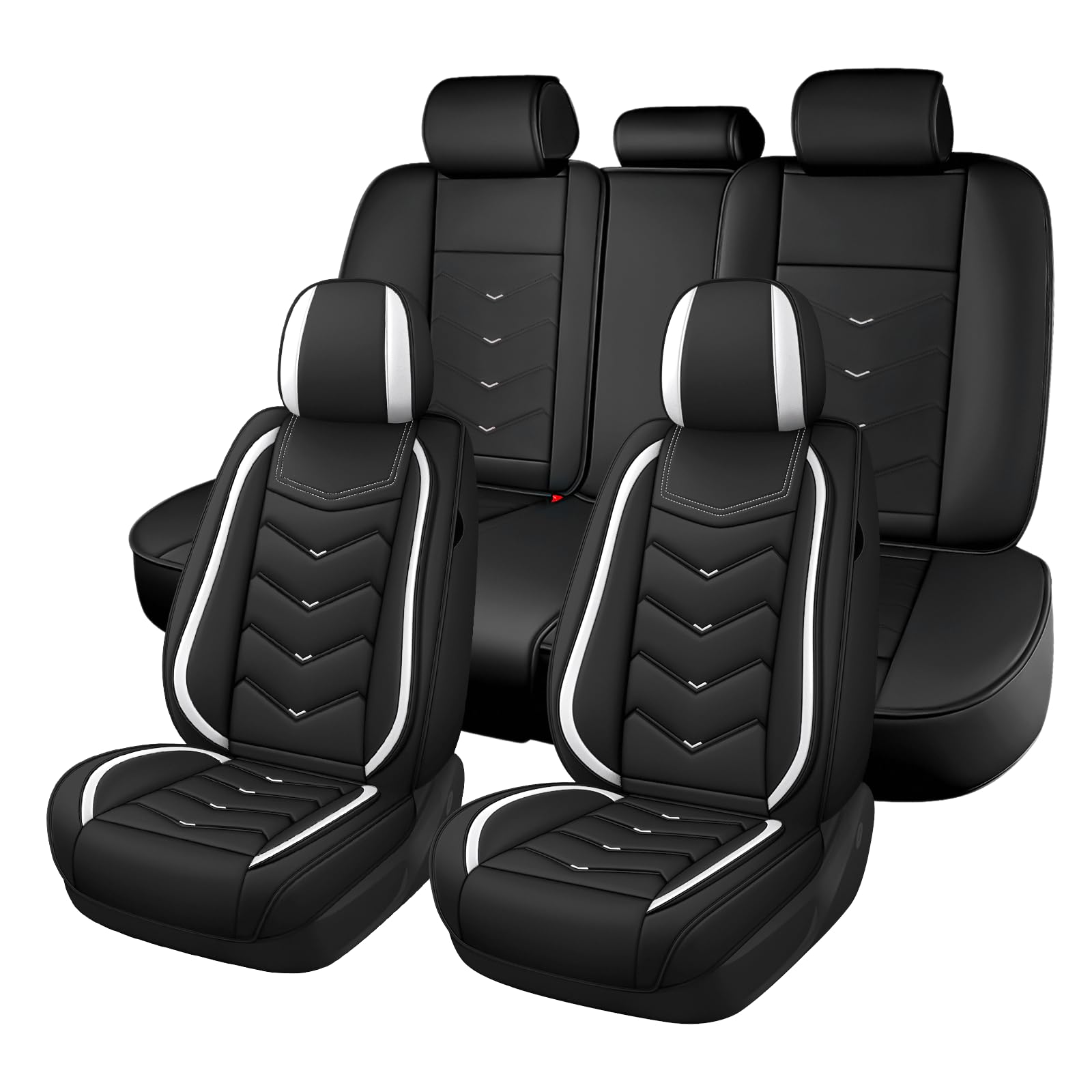 Car Seat Cover for MINI Cooper S Clubman 2008-2012, Seat Covers Full Set,Non-Slip Waterproof seat Cover,Wear-Resistant Nappa Leather car seat Covers. (Standard 5 Seats/Black White)