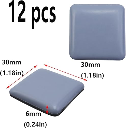 Miniatura 2 de Antrader Paquete de 12 deslizadores adhesivos resistentes para muebles de 1.2 x 1.2 pulgadas, protectores de suelo para muebles