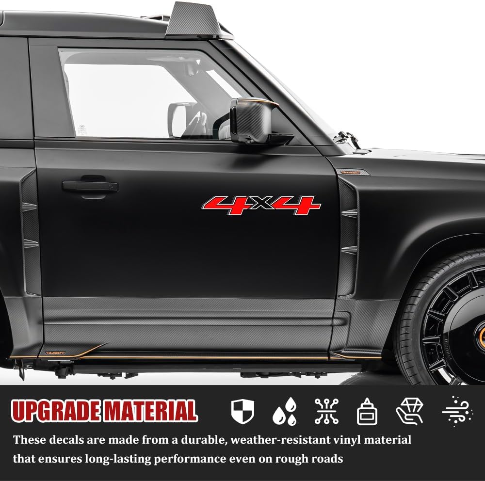 2PCS 4x4 Decals for Trucks, Car Stickers, Premium Series 4x4 Bedside Off Road Replacement Decals, Auto Exterior Decoration Accessories for 2014-2018 Chevy Silverado Sierra Truck Pickup Bedside