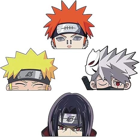 amazon com 4 pcs naruto car stickers and decals anime car decals and stickers naruto stickers vinyl bumper sticker decal waterproof car sticker itachi car stickers kakashi car stickers everything else