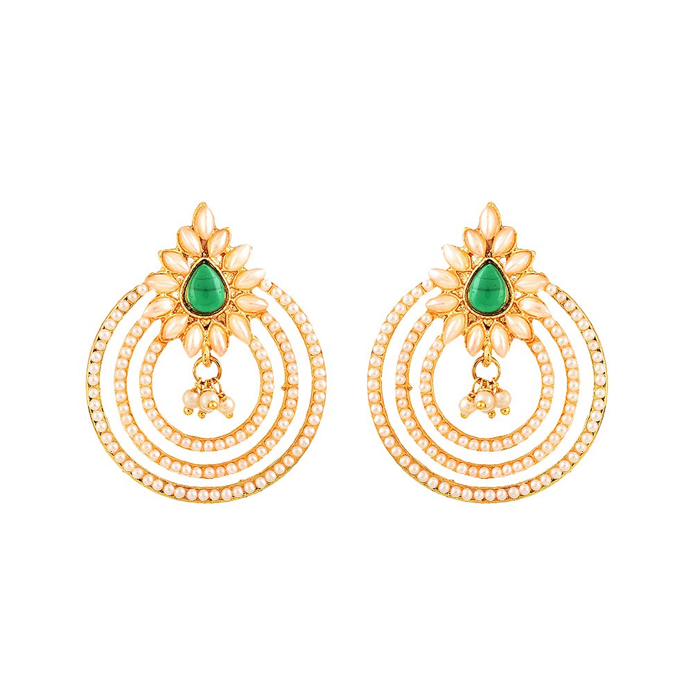 Zeneme Earring Gold Plated Designer Kundan Pearls Lining 3 Layer Green Cz Stone Jhumka Earring Jewellery For Girl And Women (B06XPC9F89) Amazon Price History, Amazon Price Tracker