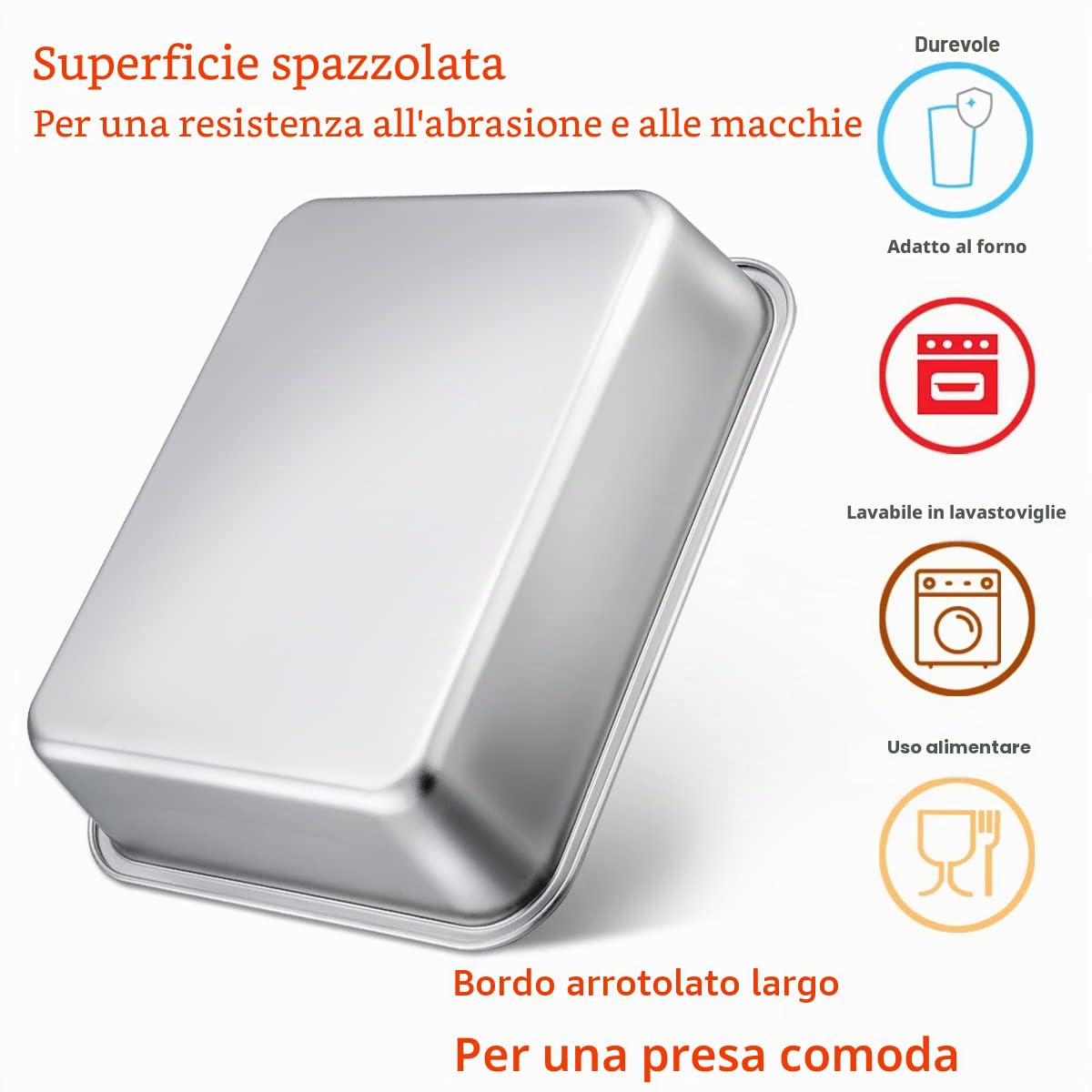 Joyfair Teglia rettangolare in acciaio inox (27 x 21 x 8 cm)