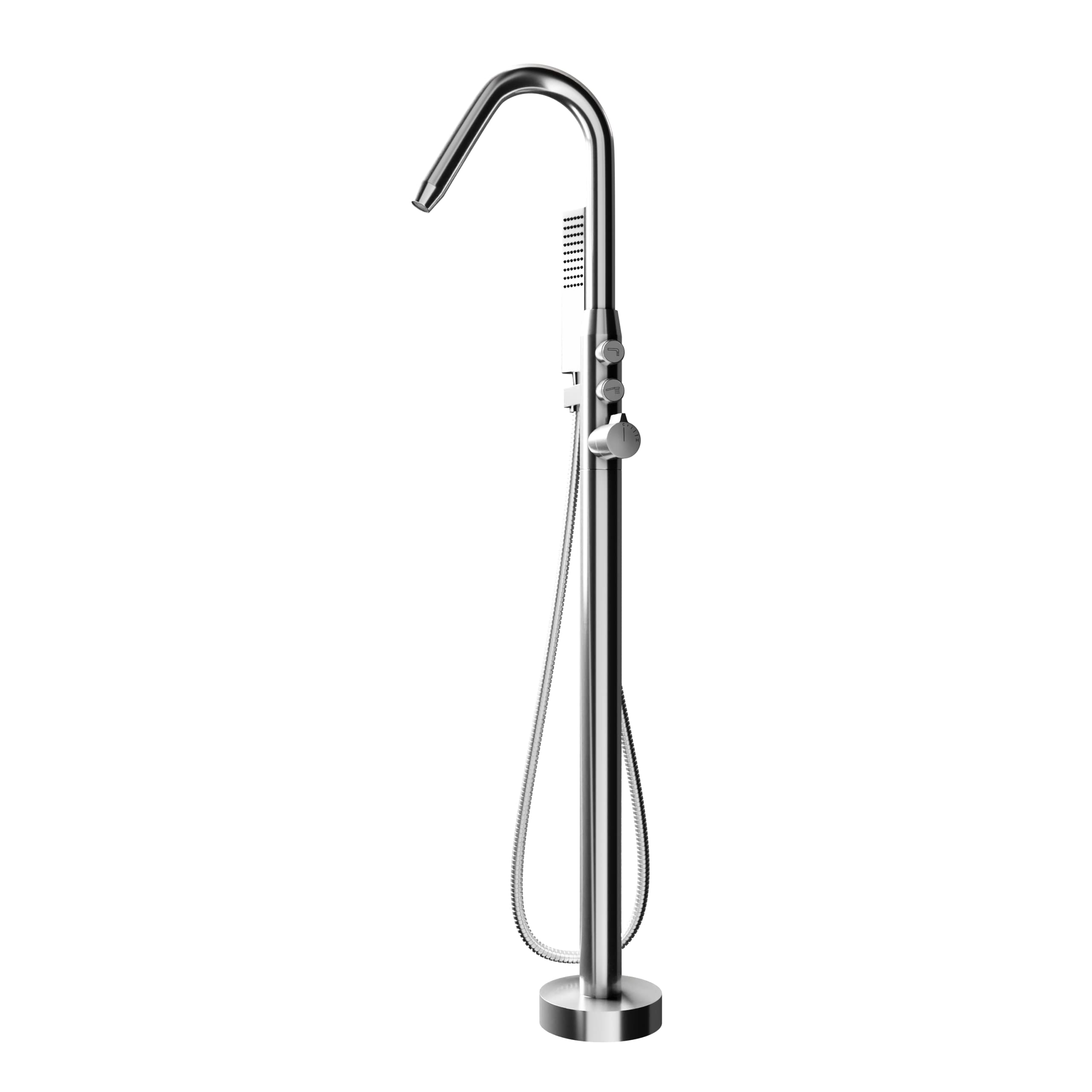 Robinet mitigeur baignoire sur pied BERNSTEIN mitigeur laiton chrome 117cm design rond