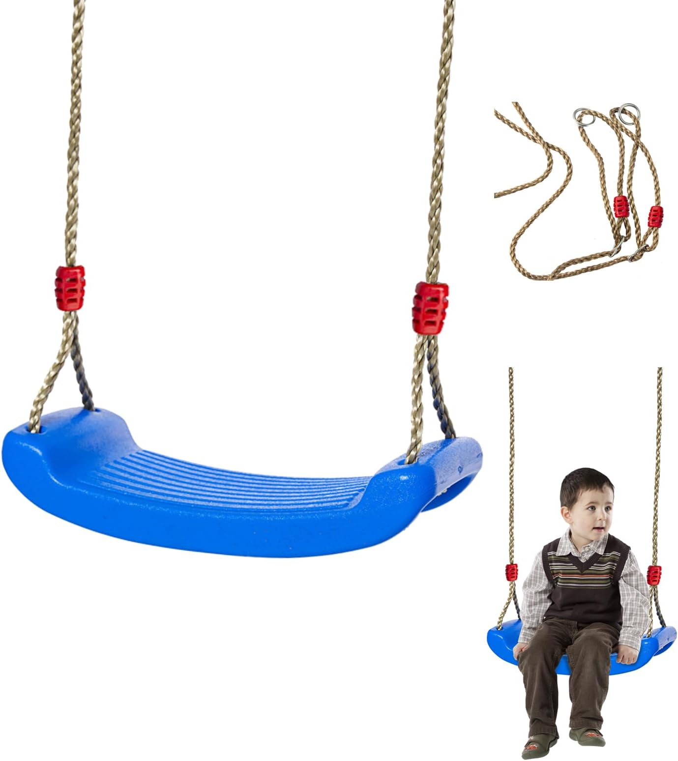 IFOYO Kids Swing Seat - Outdoor 220lbs/100kg Weight Capacity, Steel Rope & Weatherproof Seat for Backyard/Playground (Ages 3-10, Blue)