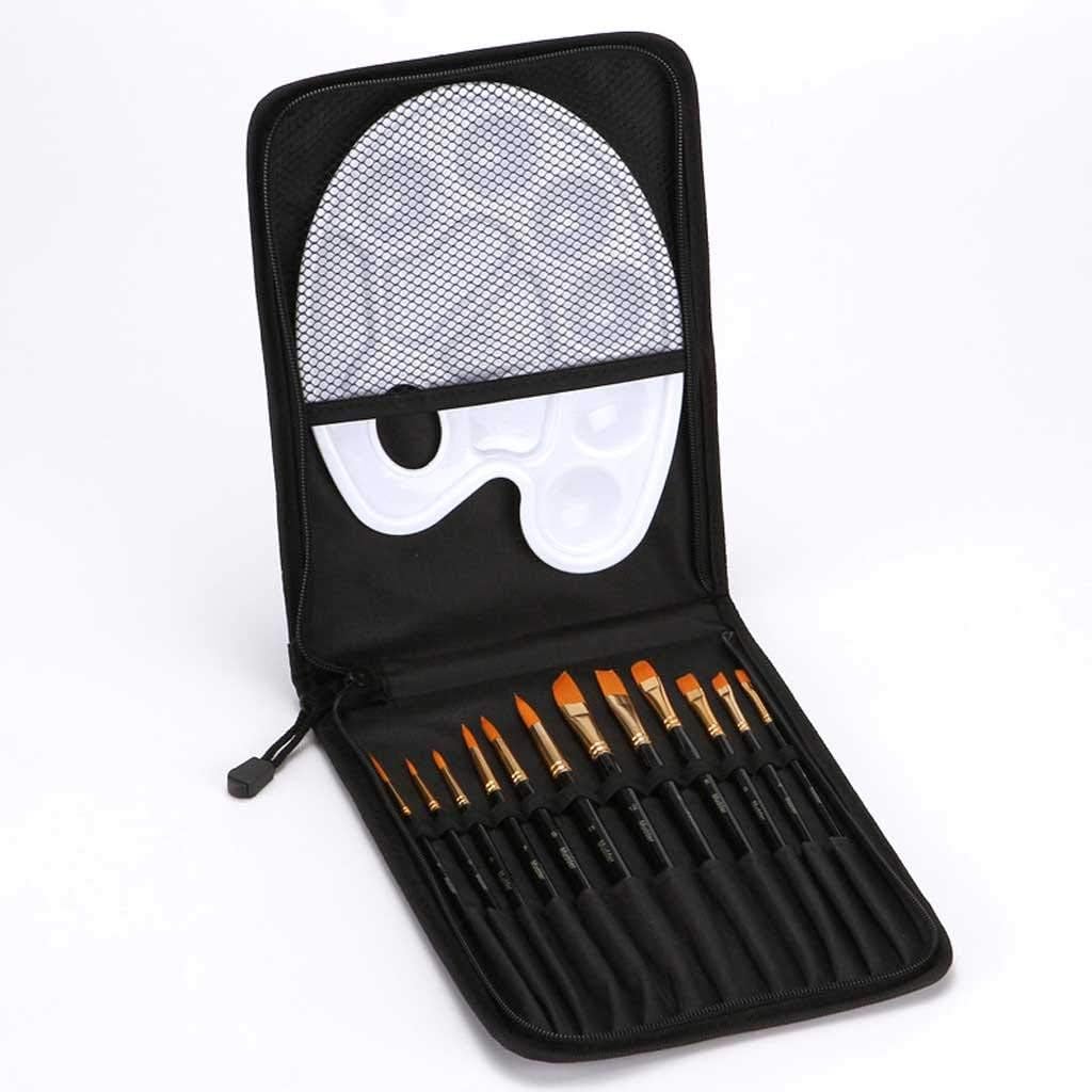 12pcs/Set Paint Brush Wooden Acrylic Painting Palette Gouache Cosmetic Art Kit Drawing Pens