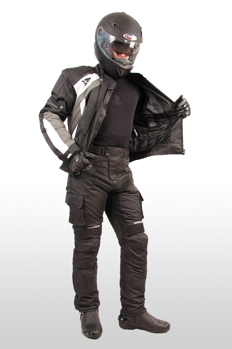 L&J MOTORRADKOMBI JACKE + HOSE - AUS TEXTIL mit herausnehmbaren Protektoren - Zweiteiler Motorrad Biker Chopper Cross