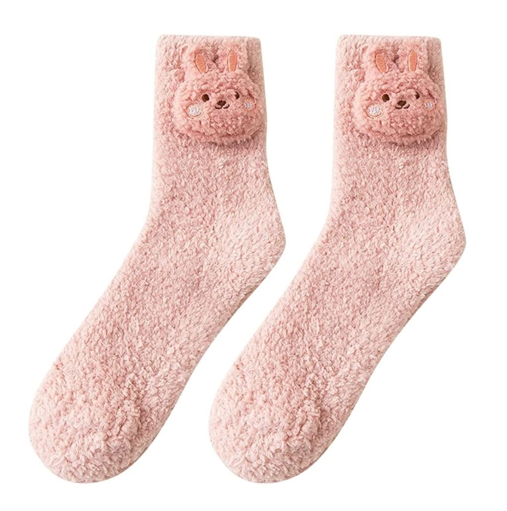 Skarpety Mężczyzn Kobiet 5 Par Damskie Zimowe Skarpetki Śmieszne Słodkie Śmieszne Skarpetki Skarpety Termiczne Puszyste Ciepłe Skarpetek Ciepłe(Pink)
