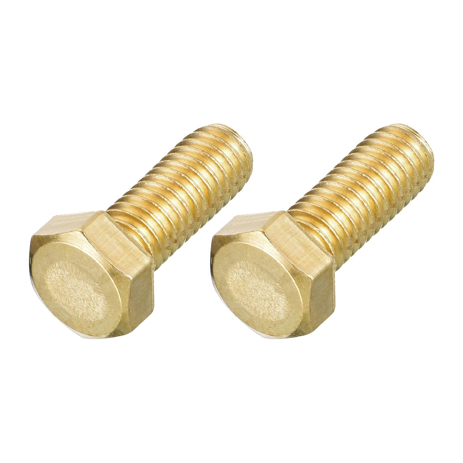 METALLIXITY Hex Head Screw Bolt (3/8-16x1") 2Pcs, Brass Fully Threaded Solid Brass Hex Bolts Machine Screws - for Machinery Repair