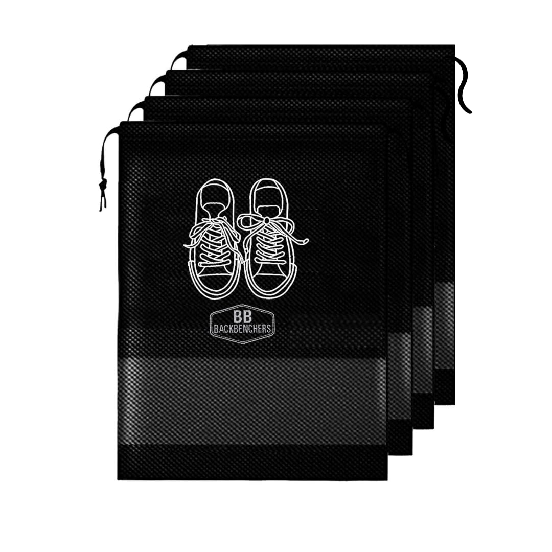 BB BACKBENCHERS Shoe Bag Cover/Shoe Bag Pouch/Storage Bag/Storage Cover for Travelling and Footwear (Black)-image-3