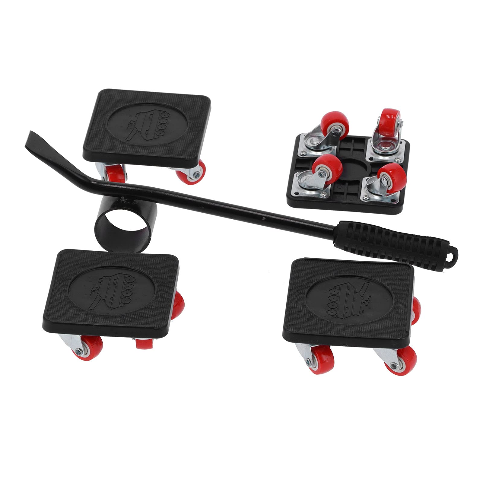 5 Pezzi Set di Attrezzi per Sollevamento Mobili Kit di Spostamento Mobili Quadrati con Ruote per Mobili per Ufficio, Divano, Armadietto, Frigorifero, Articoli Pesanti