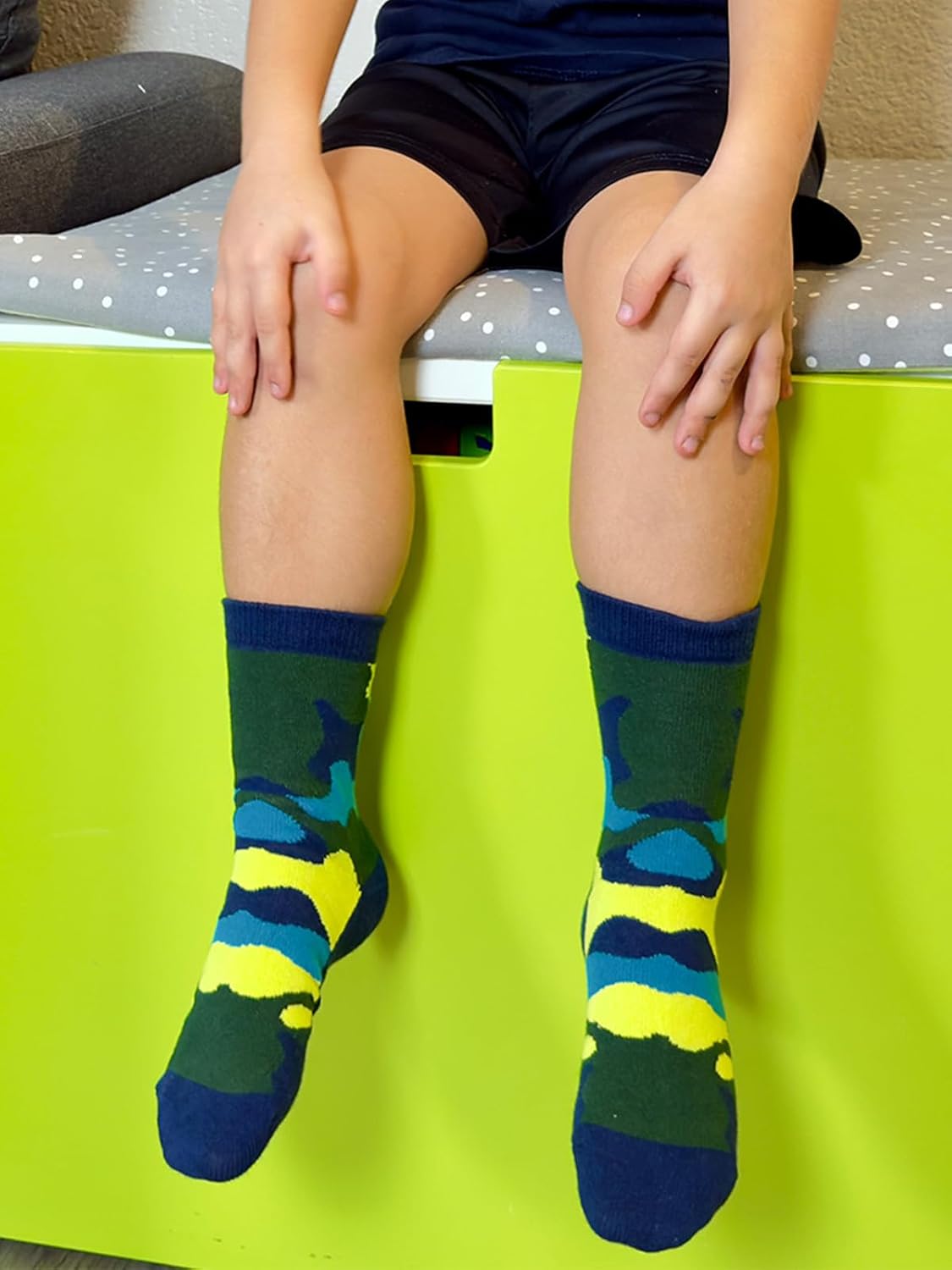 COTTON DAY Kids Boys Crew Dress Socks Bright Colorful Pattern Graphic Print - Image 5