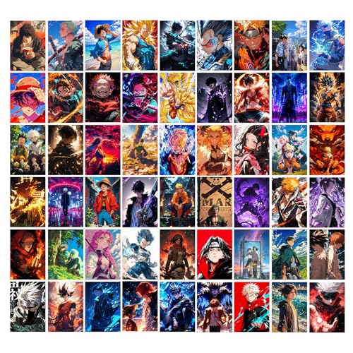 Image of Wallgasm Anime poster Set of 54, 4 x 6 Inches Posters: Dragon Ball Z, Naruto, Death Note, One Piece, Attack on titans - | Aesthetic wall decor | Posters for Bedroom | Anime Wall Poster - With Glue Dots