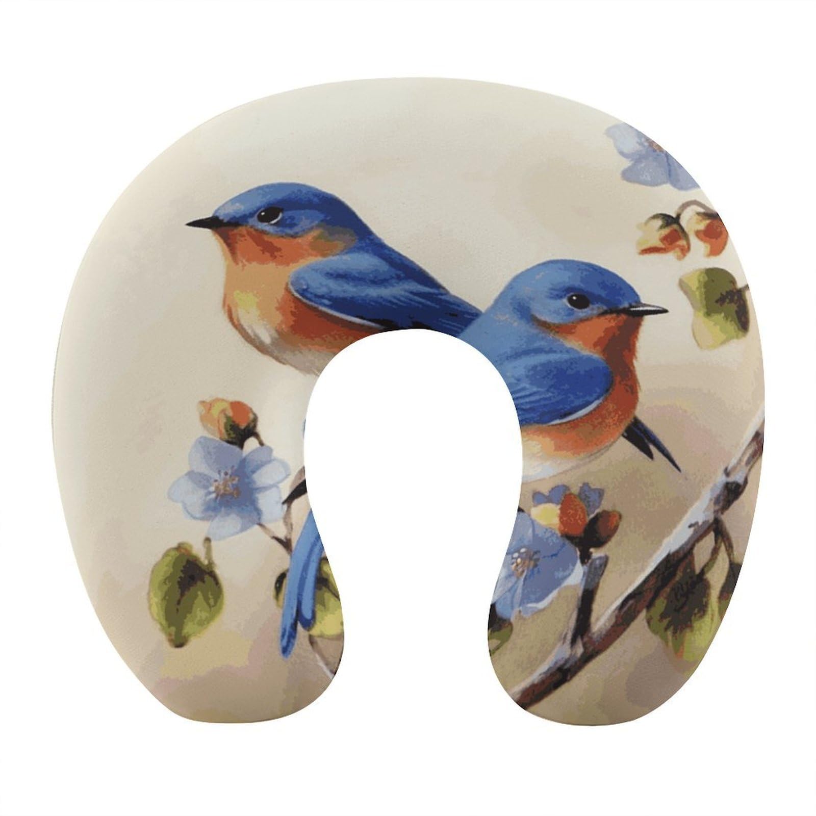 Btcowzrv Style Happy Bluebirds U Shaped Neck Pillow Travel Pillows