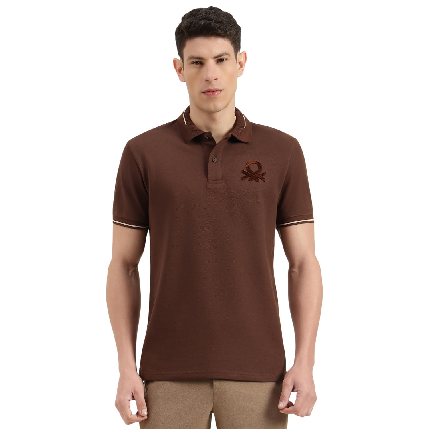 united colors of benetton Regular Fit Polo Neck Solid T-Shirt - 26P3E79J7777IDC2-picture-19