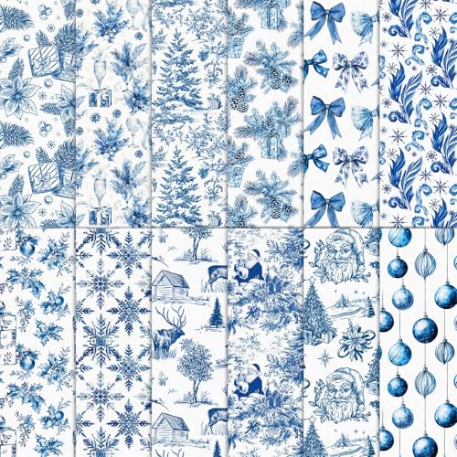 FYSUIMU blue snowflake Santa poinsettia fabric