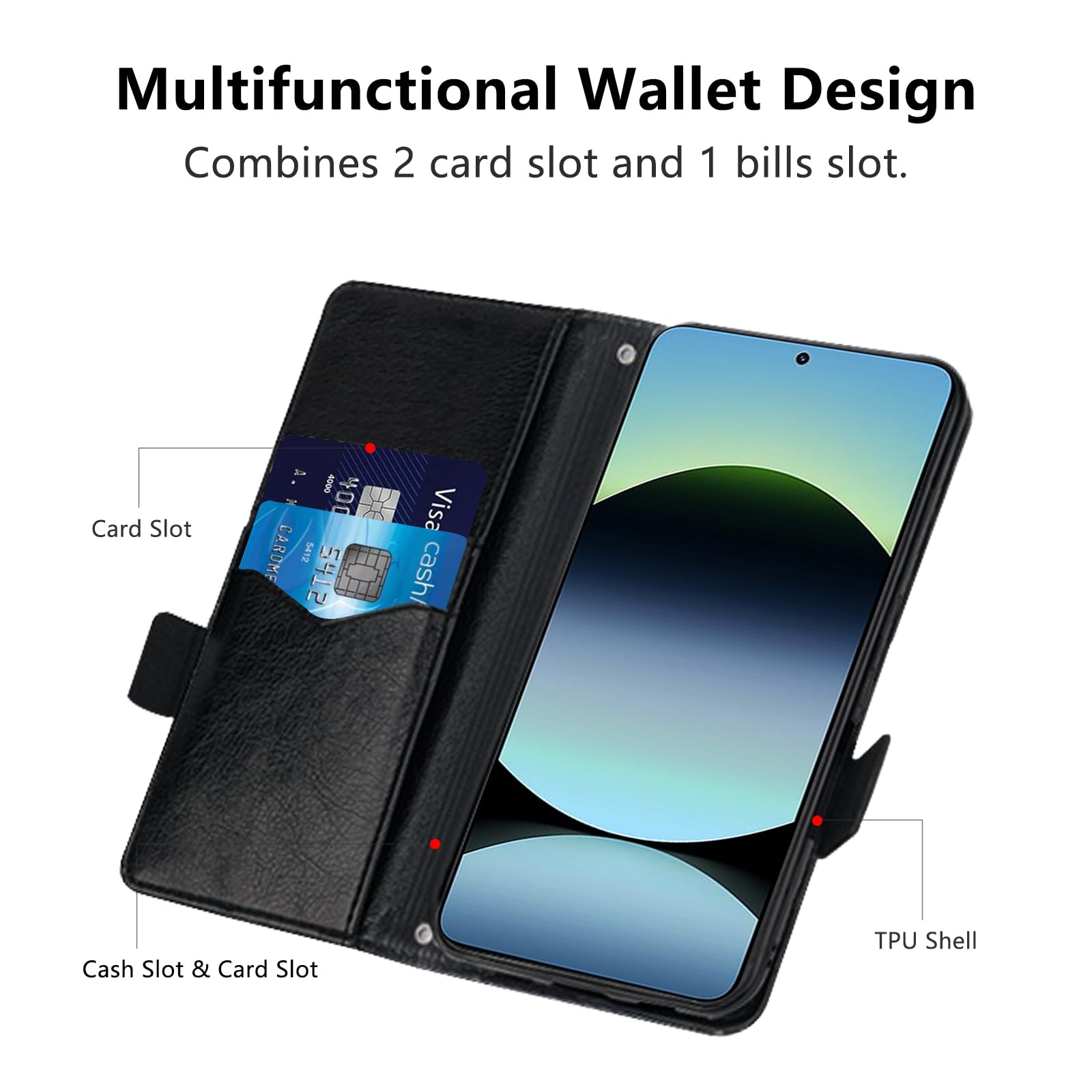 Cover Xiaomi Redmi Note 12 Pro Plus Cover Portafoglio Con Supporto Custodia Portafoglio Per Xiaomi Redmi Note 13 Pro 5G - Cover In Pelle PU Con Chiusura Magnetica, Slot Carte, Supporto Kickstand