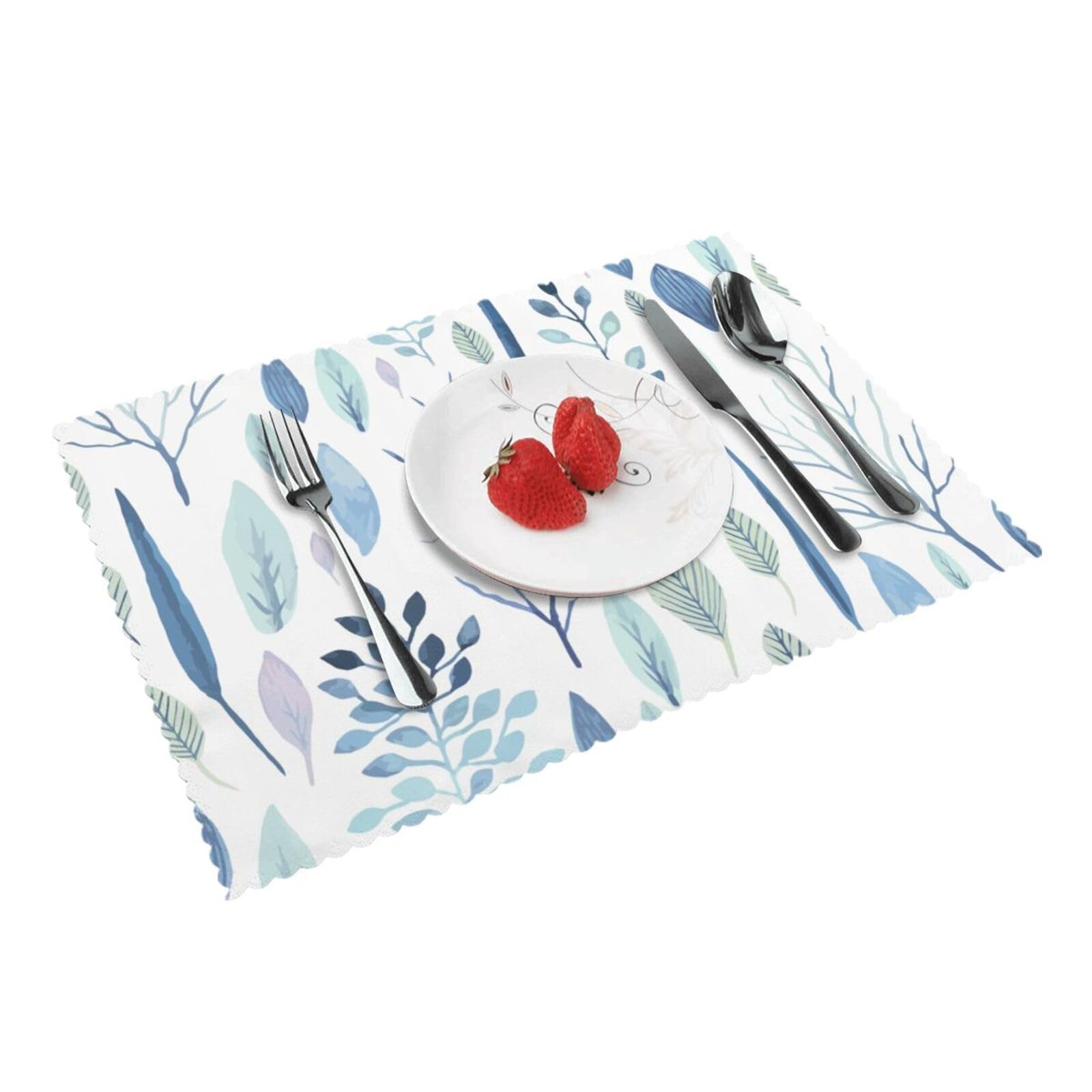 Plant Tree Leaf Printed Placemats Set of 4 PCS Washable Placemat for Kitchen Table Heat-resistant Table Mats 45x30 CM