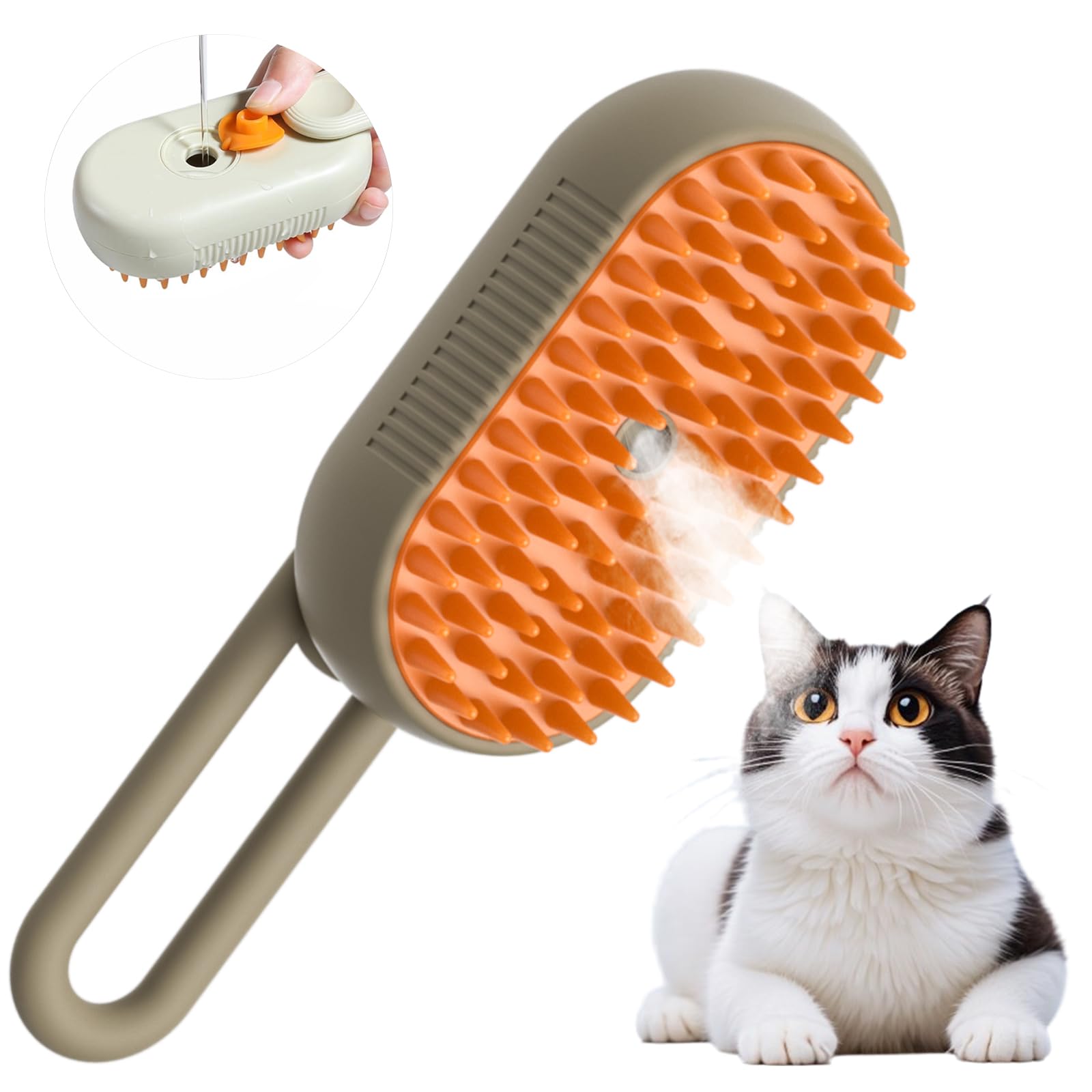 Cepillo Vapor para Gatos 3 en 1,Cepillo de Vapor para Gatos para Masaje de Limpieza de Belleza,Cepillo Gato Vapor en Aerosol