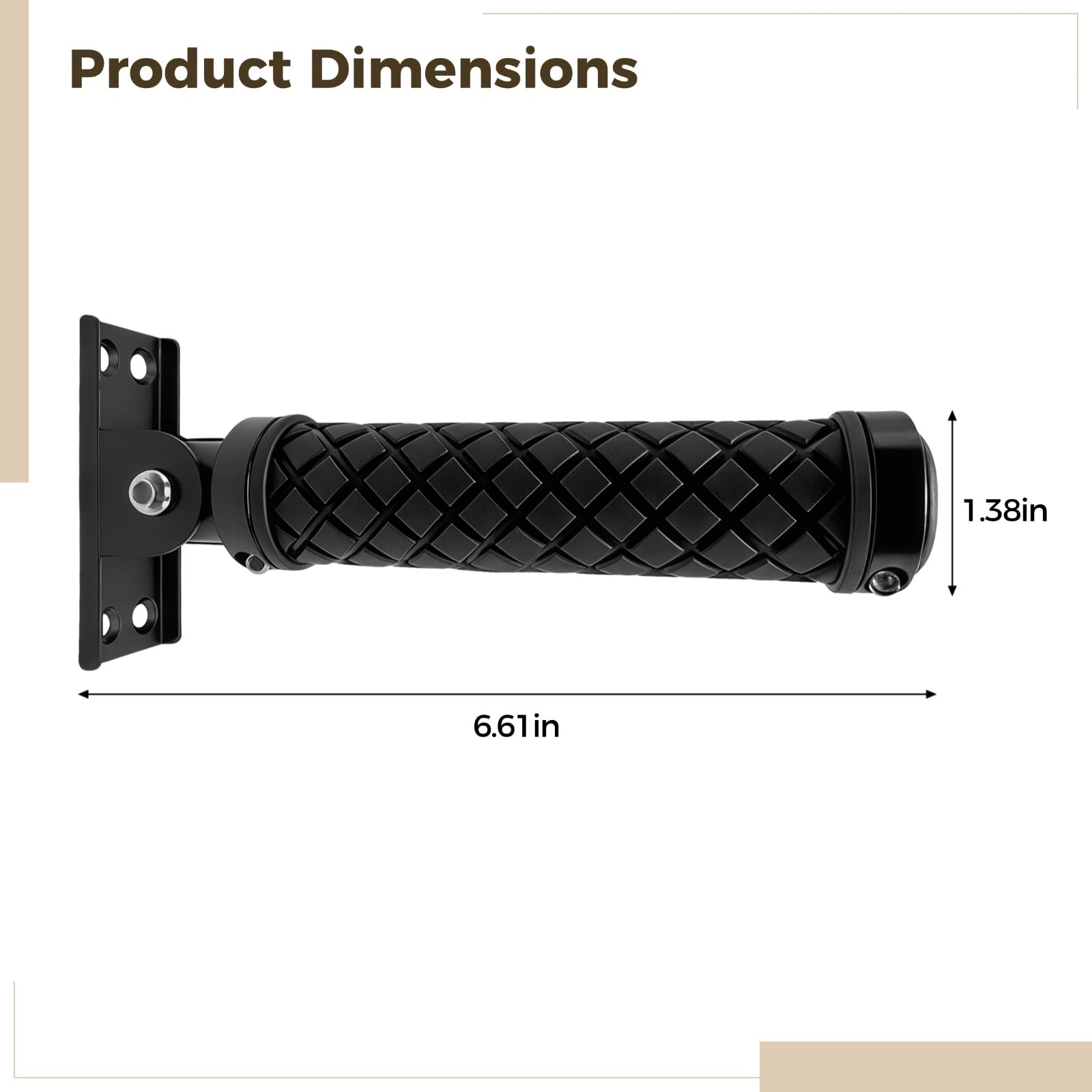 Türgriff für den Eingangsbereich, 16,8 cm Griffhilfe aus Aluminiumlegierung für Senioren, tragbarer Haltegriff mit rutschfestem Griff, schwarz, kompakt und klappbar für sicheren Halt am Türrahmen