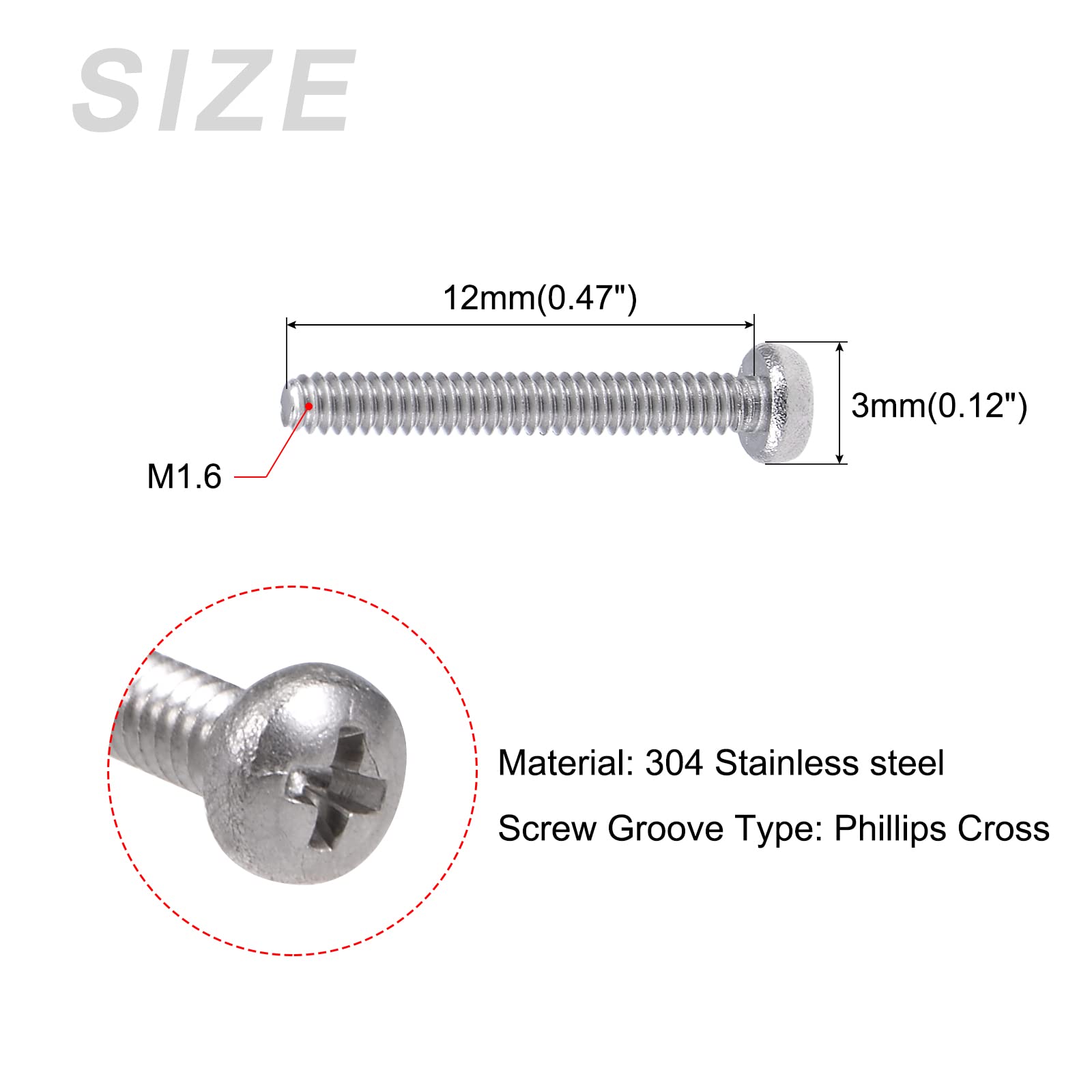 Amazon | METALLIXITY 機械ネジ (M1.6x12 mm) 50個 プラスクロスパン 