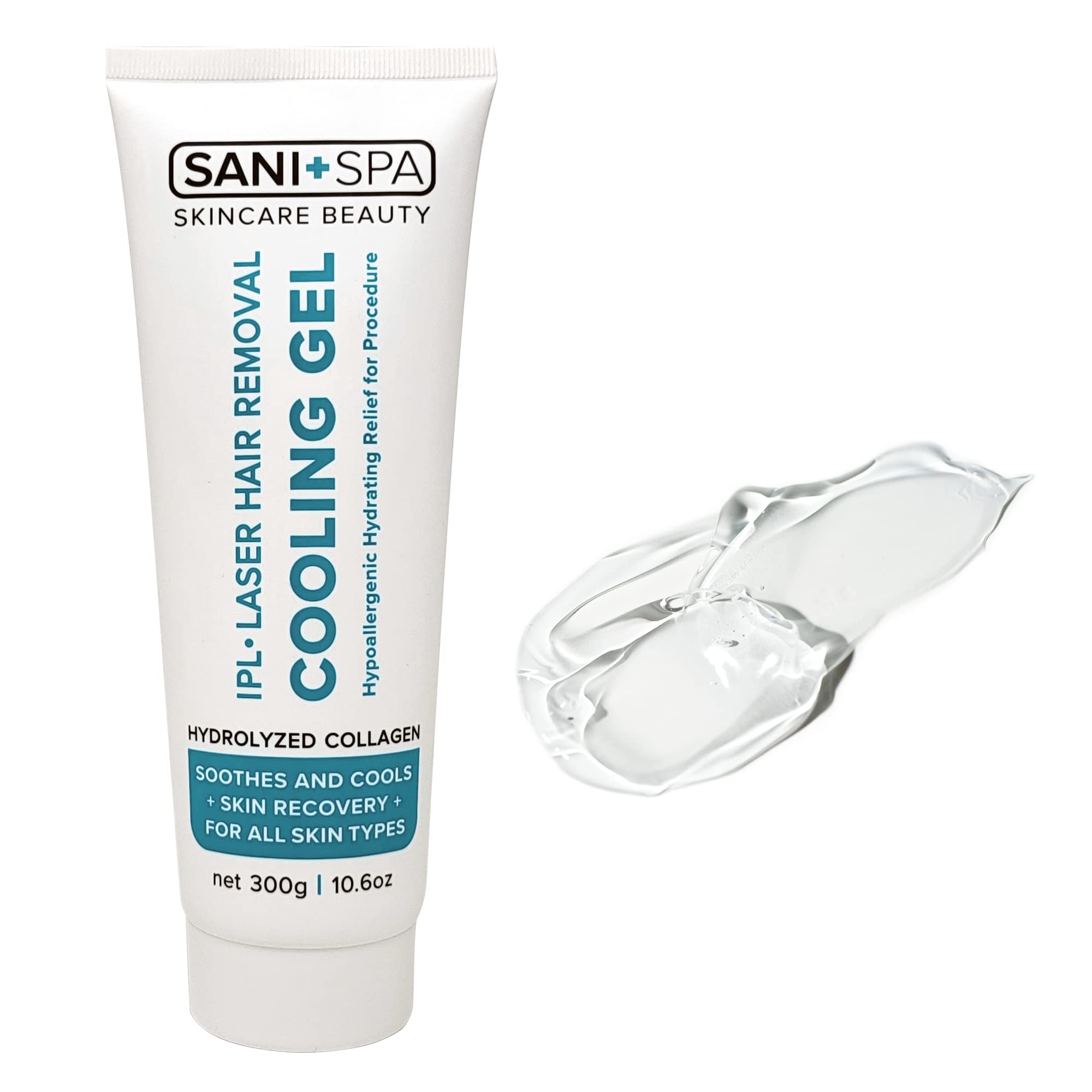 Laser Hair Removal Cooling Gel, Collagen & Aloe Vera, Sun Burn Relief, Soothing for All Skin Types, (1 Large Bottle, 10.6 oz)