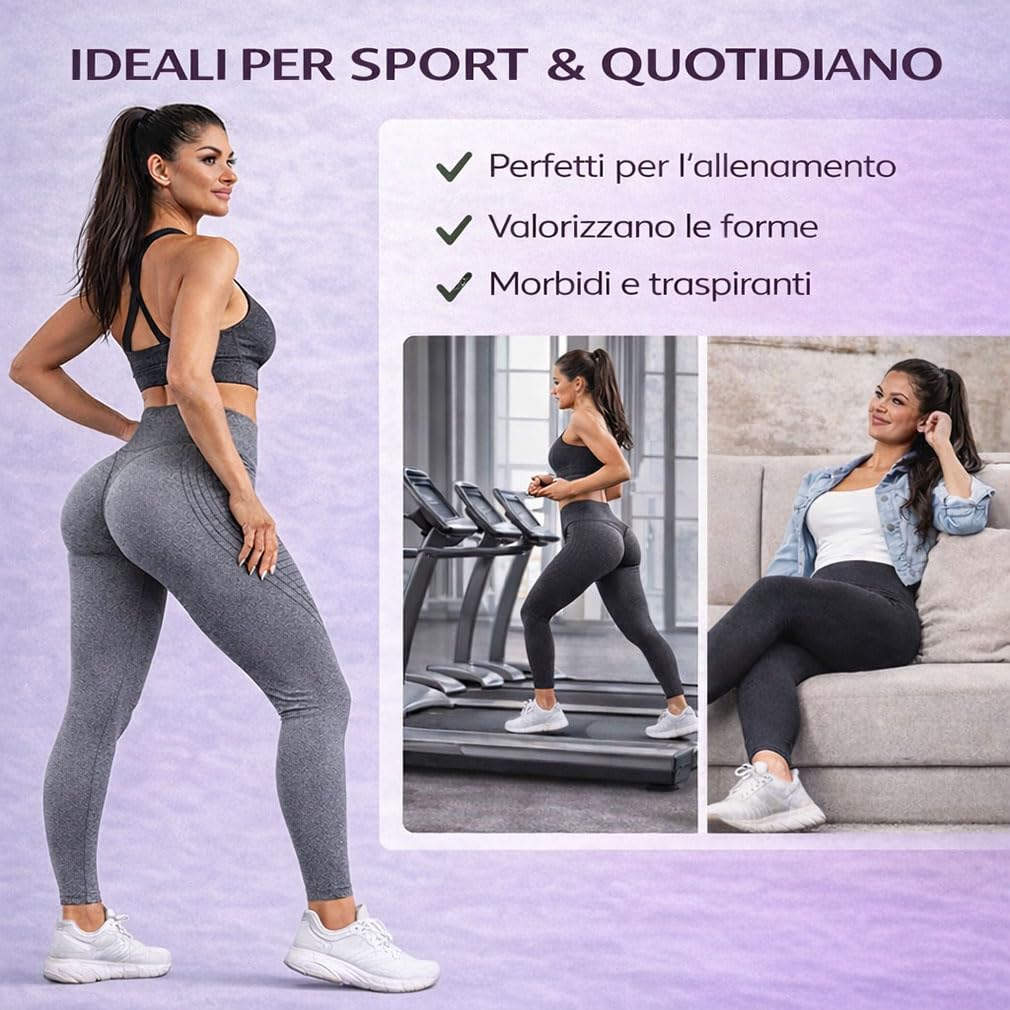 Generico Leggings 3D Anticellulite Donna Vita Alta – Leggins Modellanti a Compressione Graduata Senza Cuciture, Pantaloni Fitness Traspiranti Squat-Proof per Palestra e Yoga