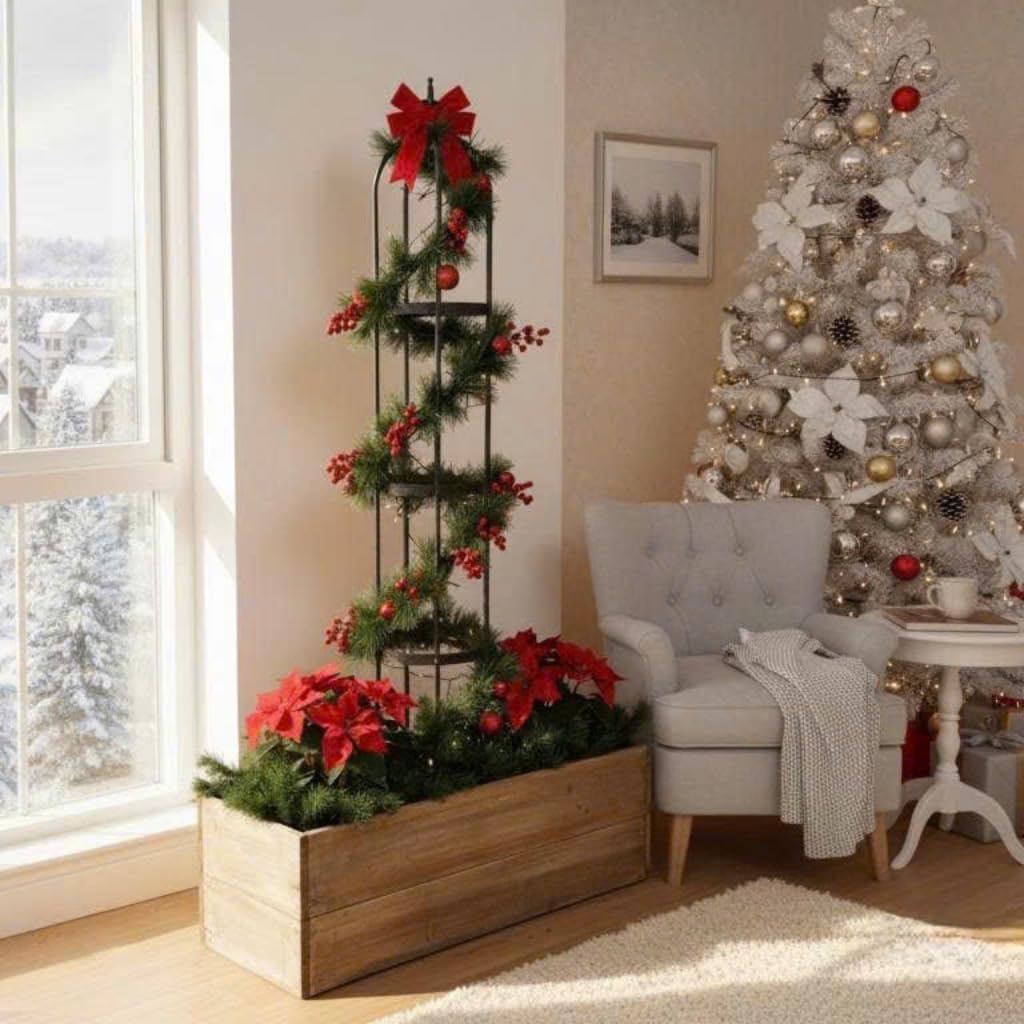 Idzo Trellis for Climbing Plants Outdoor, Garden Trellis Steel, Obelisk Design Stone Coated, 72 in Upgrade 2025, Vertical Support for Climbing Plants, Decorative for Outdoor & Indoor Use